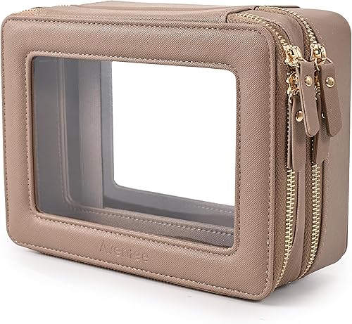 Miniatura 43 de Aveniee Bolsa organizadora de maquillaje transparente, bolsa de aseo de viaje, estuche cosmético para mujeres, bolsa portátil de maquillaje