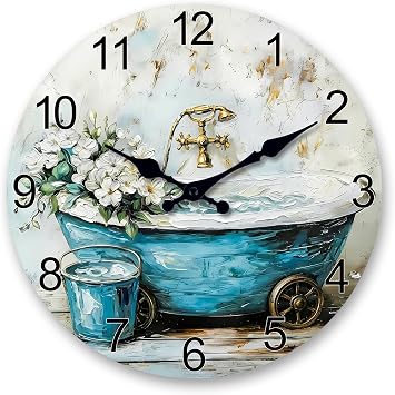 XNM Farmhouse Wooden Wall Clocks Battery Operated 10 Inch