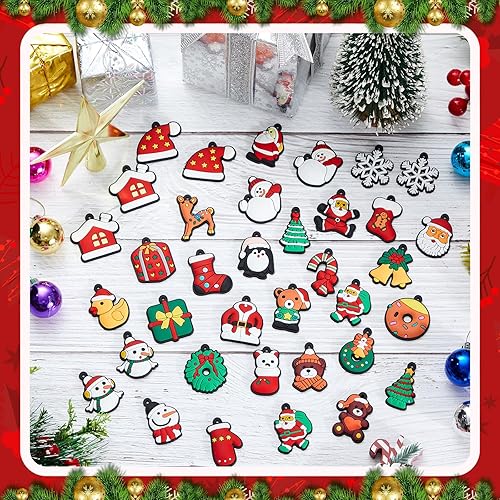Miniatura 4 de Syhood Juego de 63 adornos para árbol de Navidad, decoración de falda pequeña, adorno colgante en miniatura con luz para Navidad