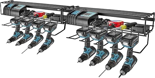 Modern Innovations Organizador de herramientas eléctricas de alta resistencia y almacenamiento de montaje en pared, estante flotante para