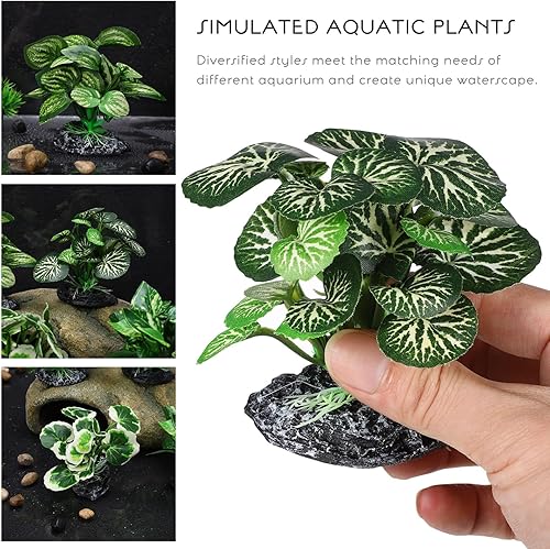 Miniatura 5 de POPETPOP Plantas de acuario  8 piezas de decoraciones de acuario plantas artificiales de plástico para acuario, decoración de peceras Betta para