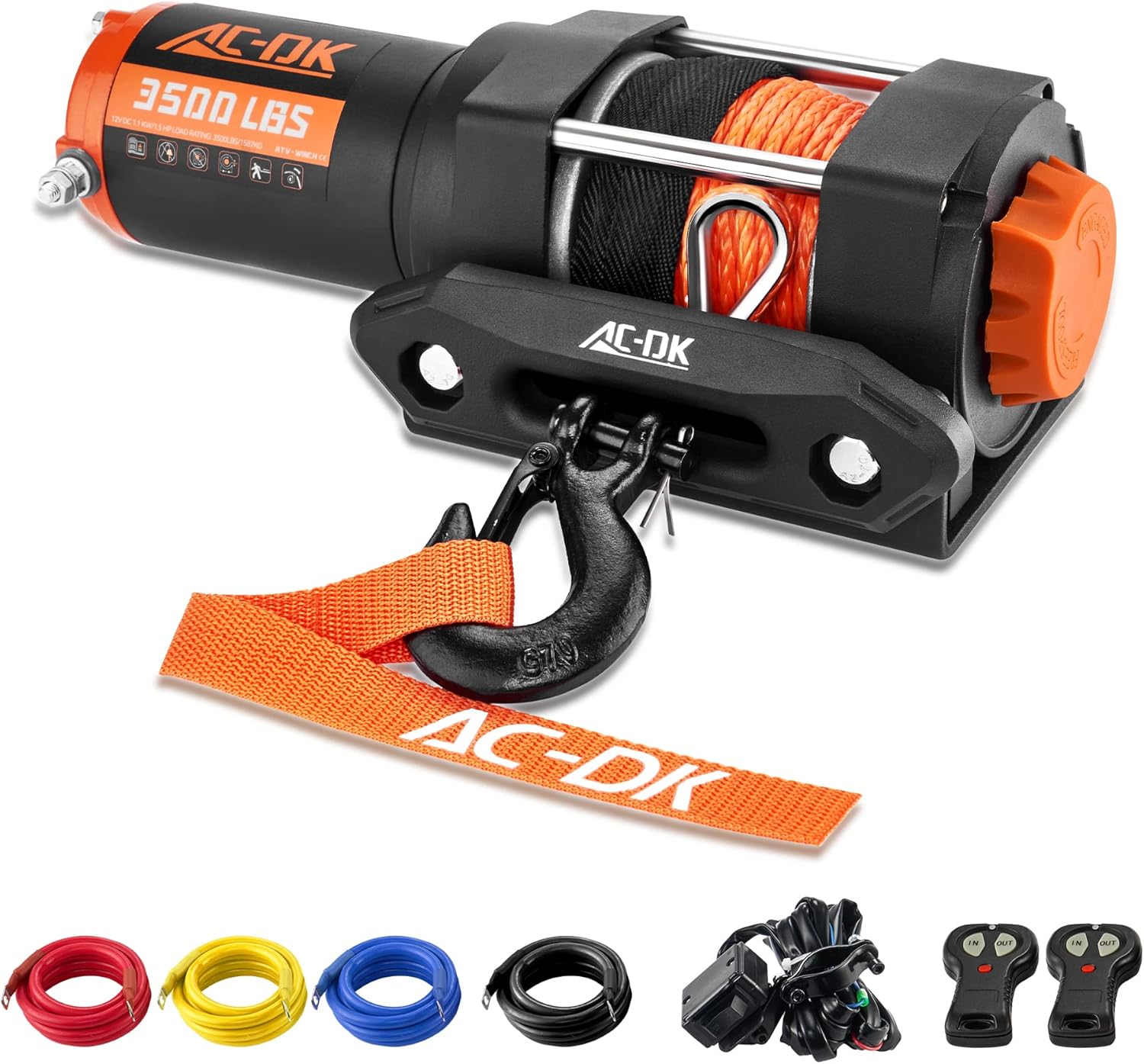 ACDK 3500 lb ATV/UTV Winch Synthetic Rope Kits, 12V Winch with