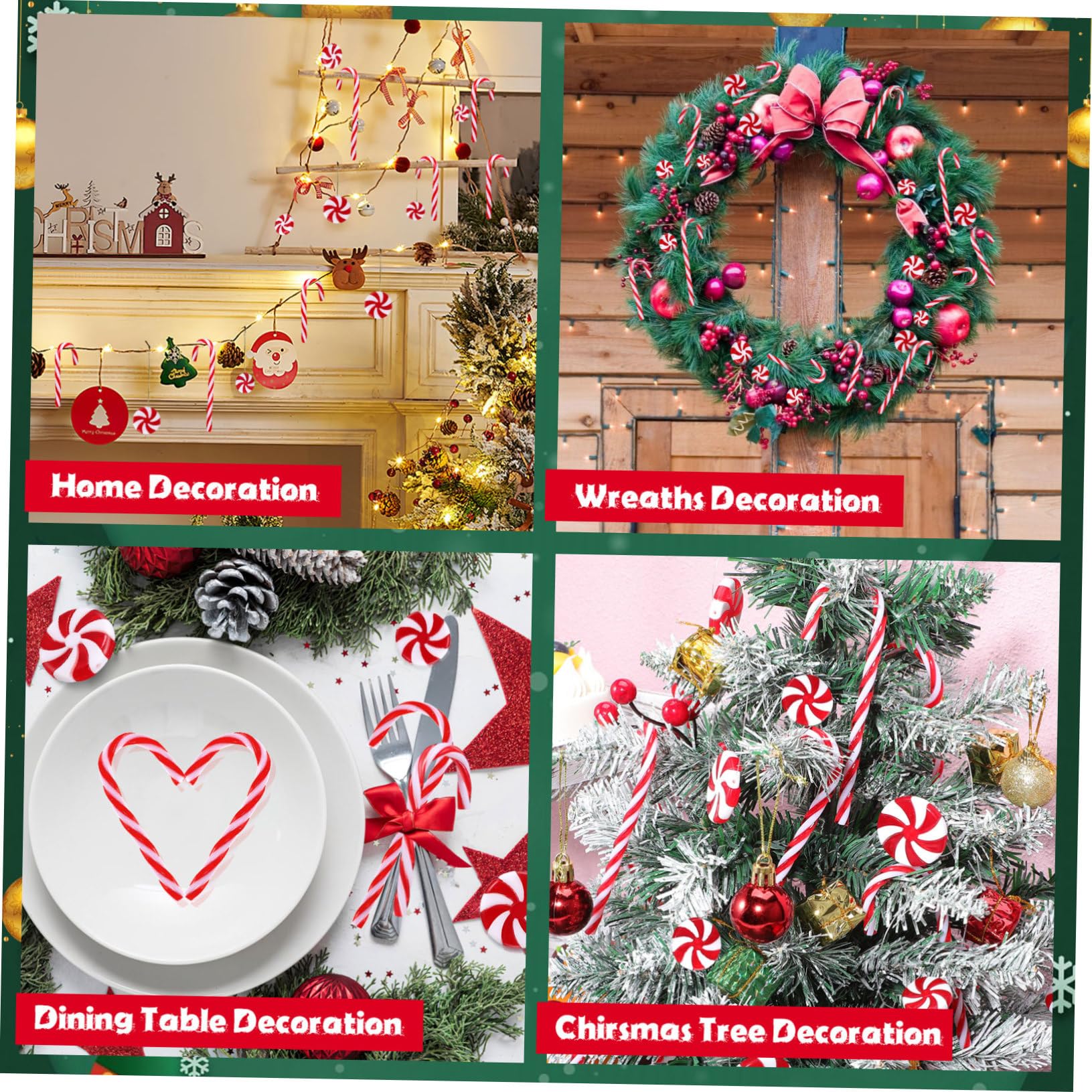 5 Juegos Colgante De Decoración para Árbol De Navidad. Póster Decoraciones De Bodas Colgantes Navideños Manualidades Navideñas Adorno De Bastón Colgante De Navidad 60 Piezas * 5 MAGICLULU