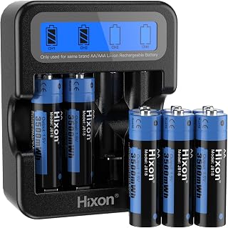 1.5V AA Rechargeable Lithium-ion Battery 8pc with LCD charger,3500mWh Hixon AA Rechargeable Batteries for home appliances and Office Devices,1.5V Constant Output
