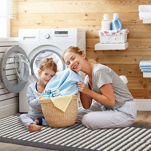 Miniatura 4 de Timo Alfombra de pasillo, 20 x 59 pulgadas de largo, para interiores, lavables, para pasillos, antideslizante, absorbente de agua, alfombra de