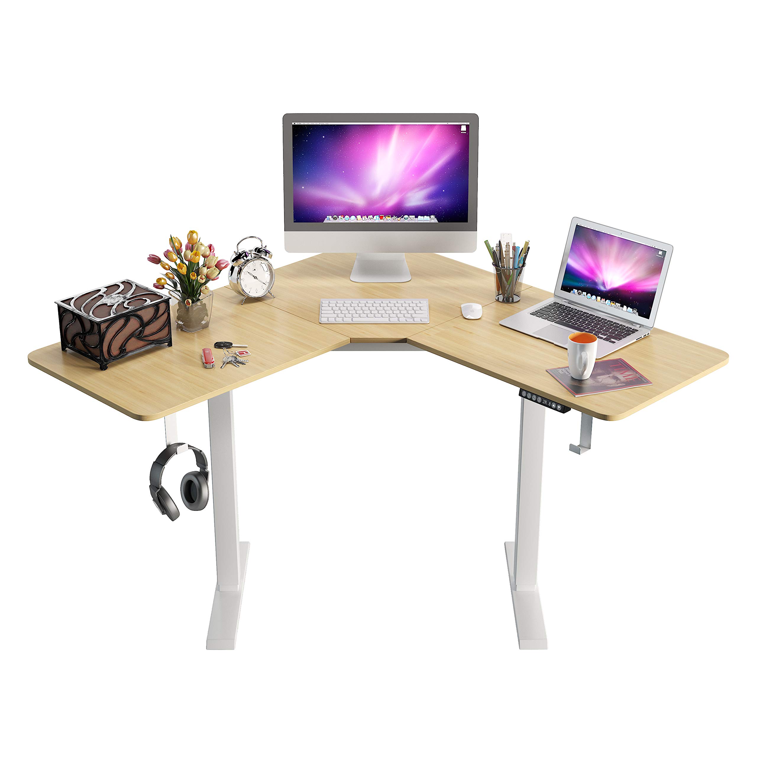Buy LShaped Standing Desk,Height Adjustable Electric Corner Desk,48