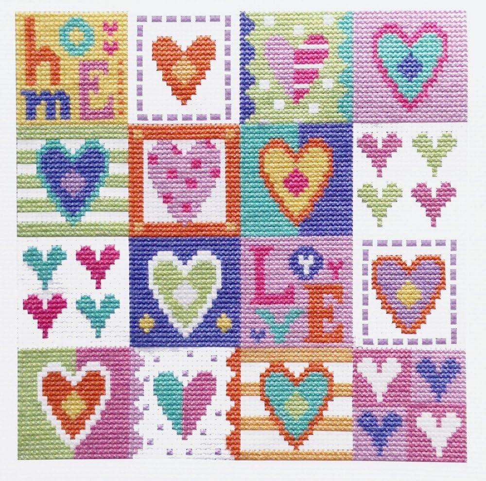 The Stitching Shed CSKLH155 Love Hearts Cross Stitch Kit, White
