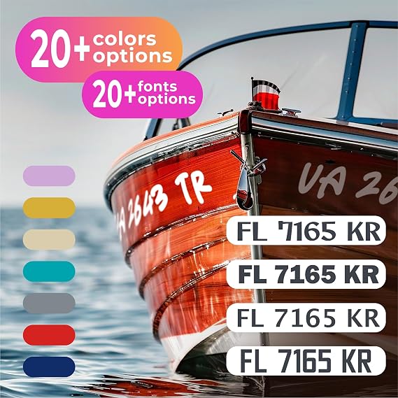 Personalized Jet Ski & Marine Registration Numbers - 2 Pack of Waterproof Boat Letters & Numbers - Custom Vinyl Graphics