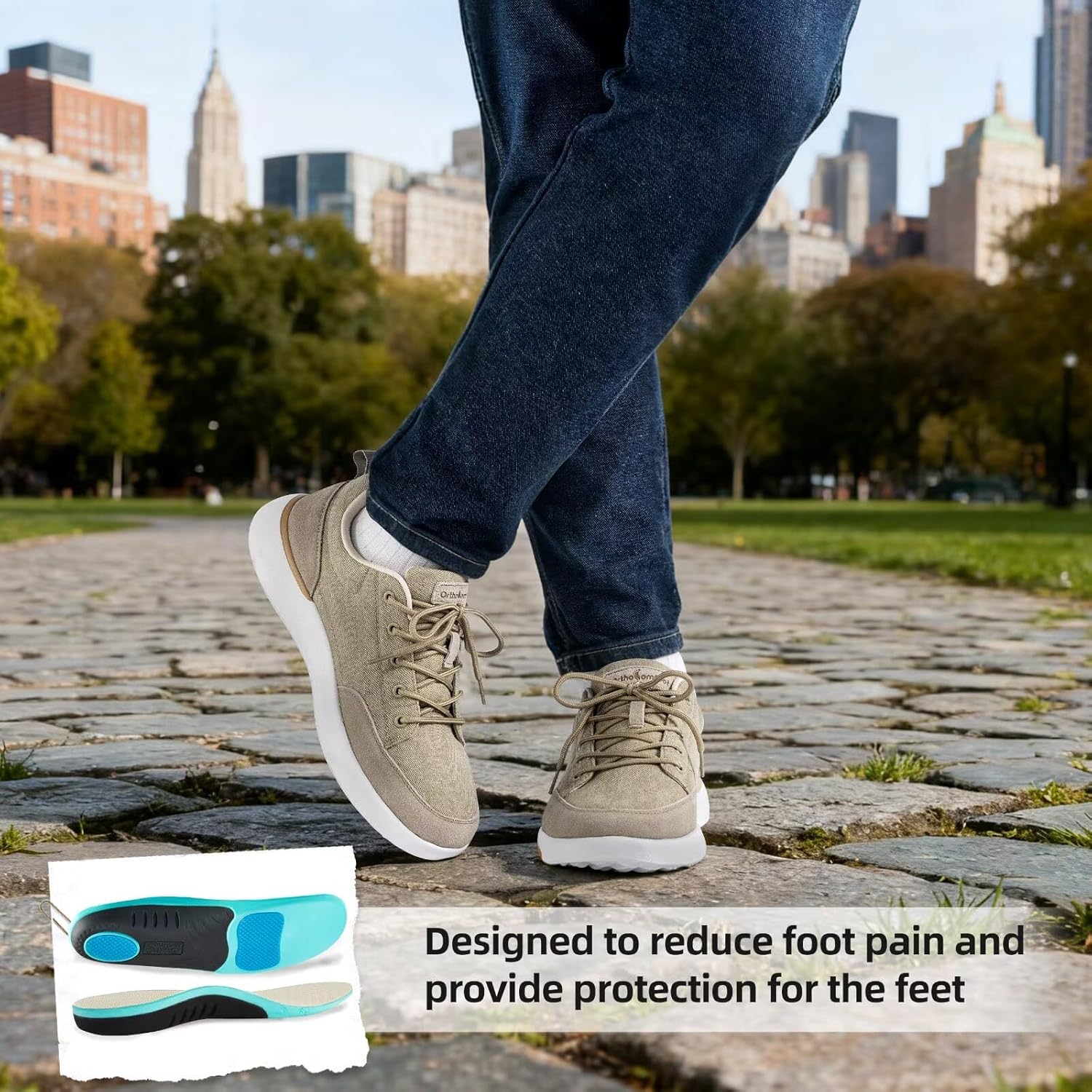 OrthoComfoot Men's Orthopedic Arch Support Walking Shoes: Comfortable Cushioned Plantar Fasciitis Relief Shoes, Breathable Orthotic Fashion Sneakers for Foot and Heel Pain - Image 4