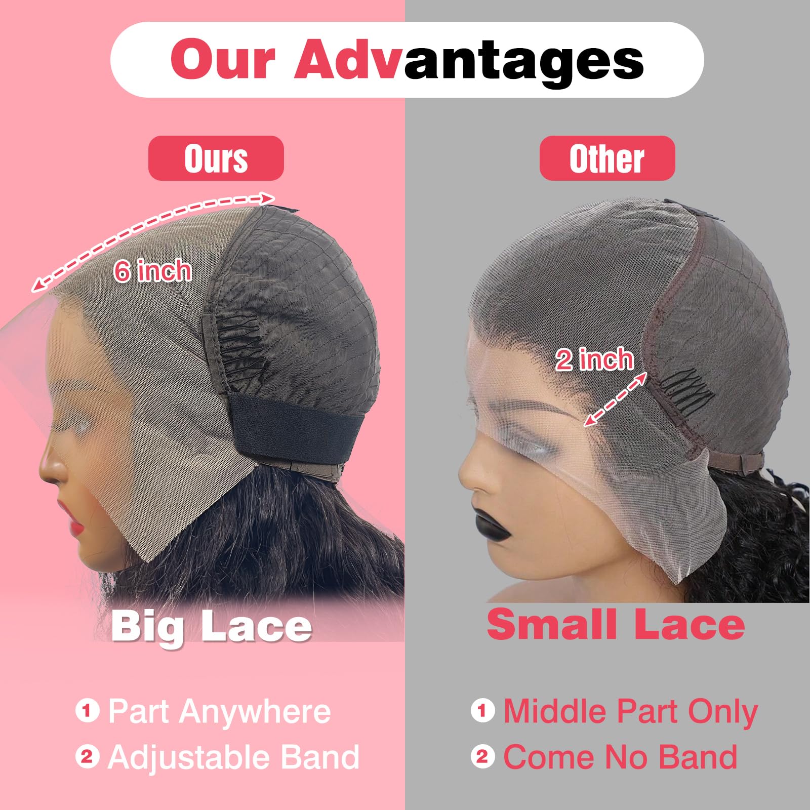 Nsvnsv 30 Inch 13x6 Deep Wave Lace Front Wigs Human Hair HD Full Lace Frontal Wigs Pre Plucked Bleached Knots 180% Density Deep Curly Human Hair Wig Natural Color Product Image 6