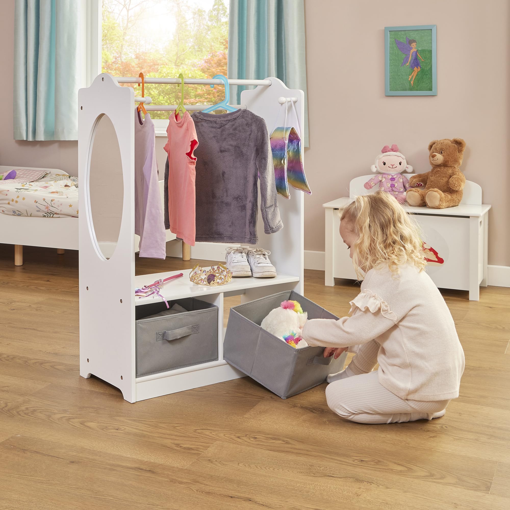 Rackhams White/Grey Wooden Dress Up Unit With Two Storage Boxes