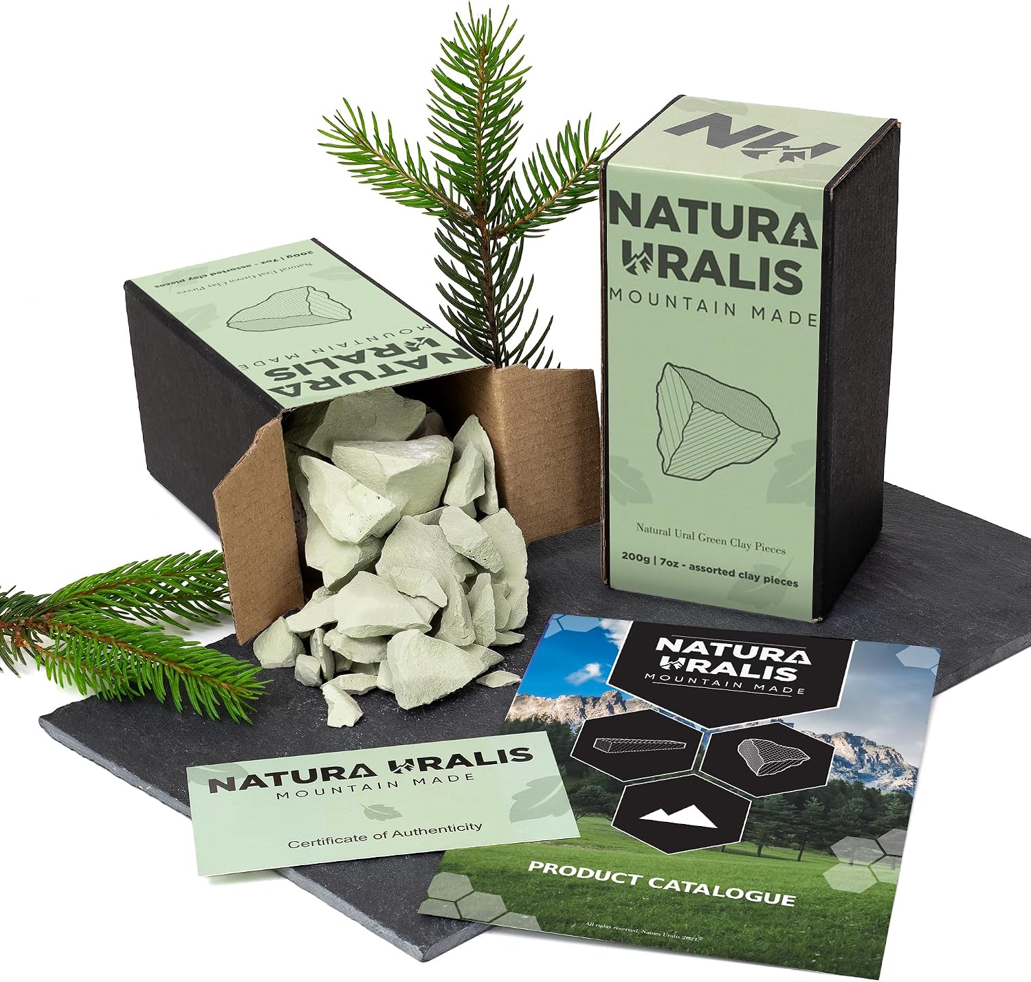 Natura Uralis Ural Clay | 7oz Natural Green Clay, Pastel to Verdant Green - Crunchy, Earthy, Velvety Texture, ASMR Sensation