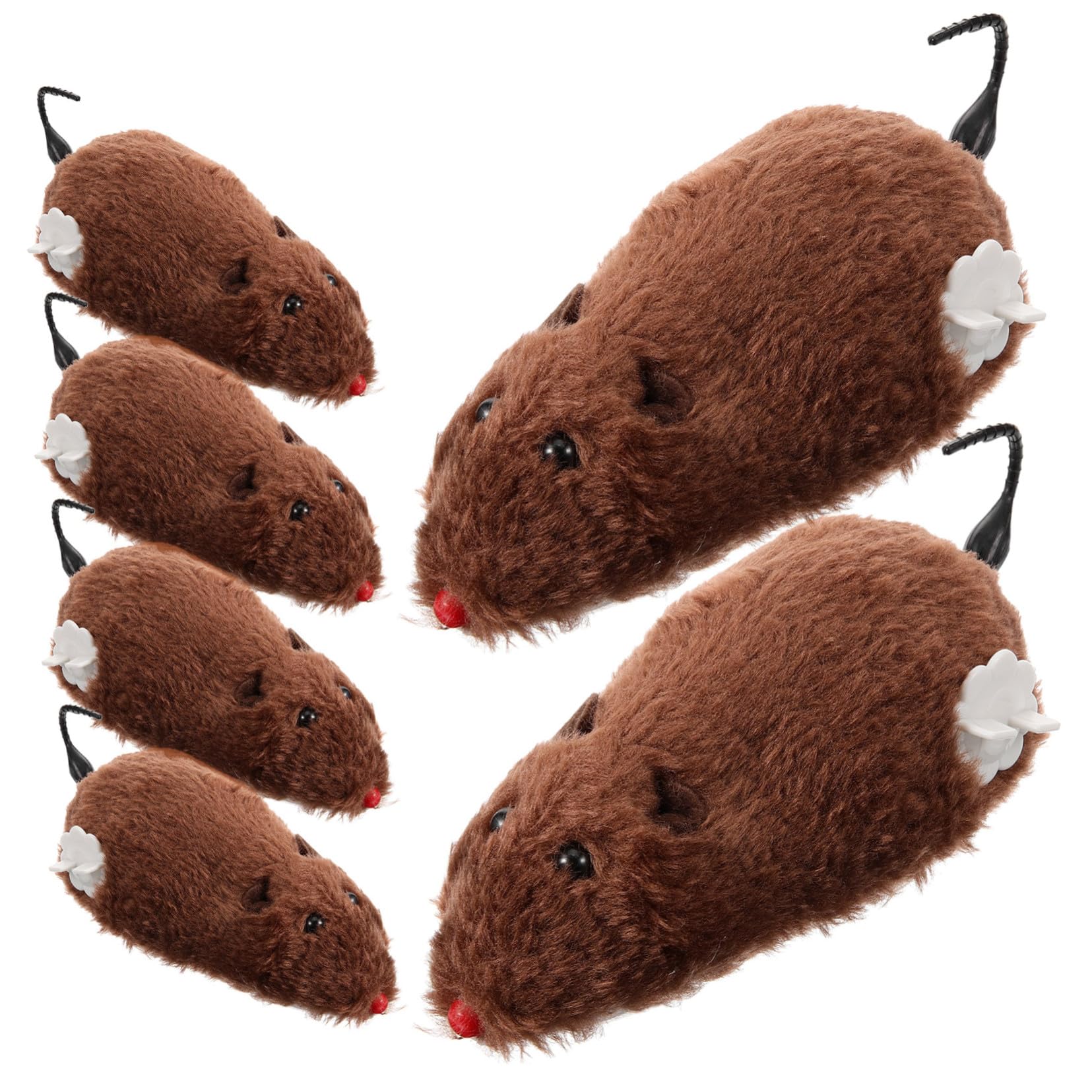 Ratones de peluche con cuerda Abaodam para gatos y bromas, pack de 6 juguetes mecánicos
