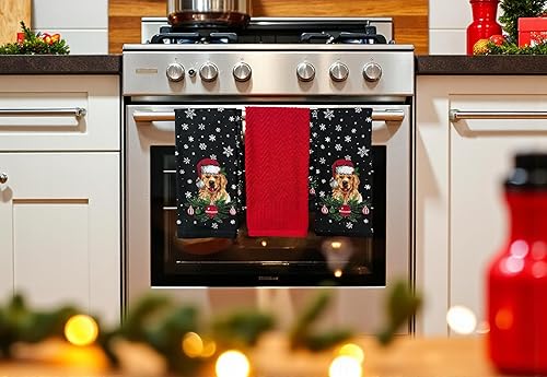 Vista 211 de Serafina Home Toallas de cocina navideñas navideñas: dos muñecos de nieve Be Jolly espiga y un muñeco de nieve bailarín, 3 piezas, tejido plano 100%