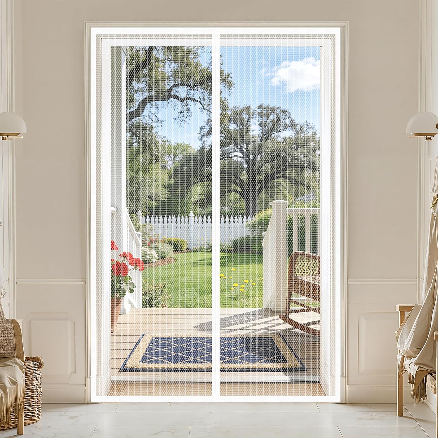Zanzariera Magnetica per Porte 120x230cm, Zanzariera Porta Tenda Chiusura Automatica Traspirante Zanzariere Anti Zanzare Insetti, per Porta Finestra Balcone Soggiorno,Bianco