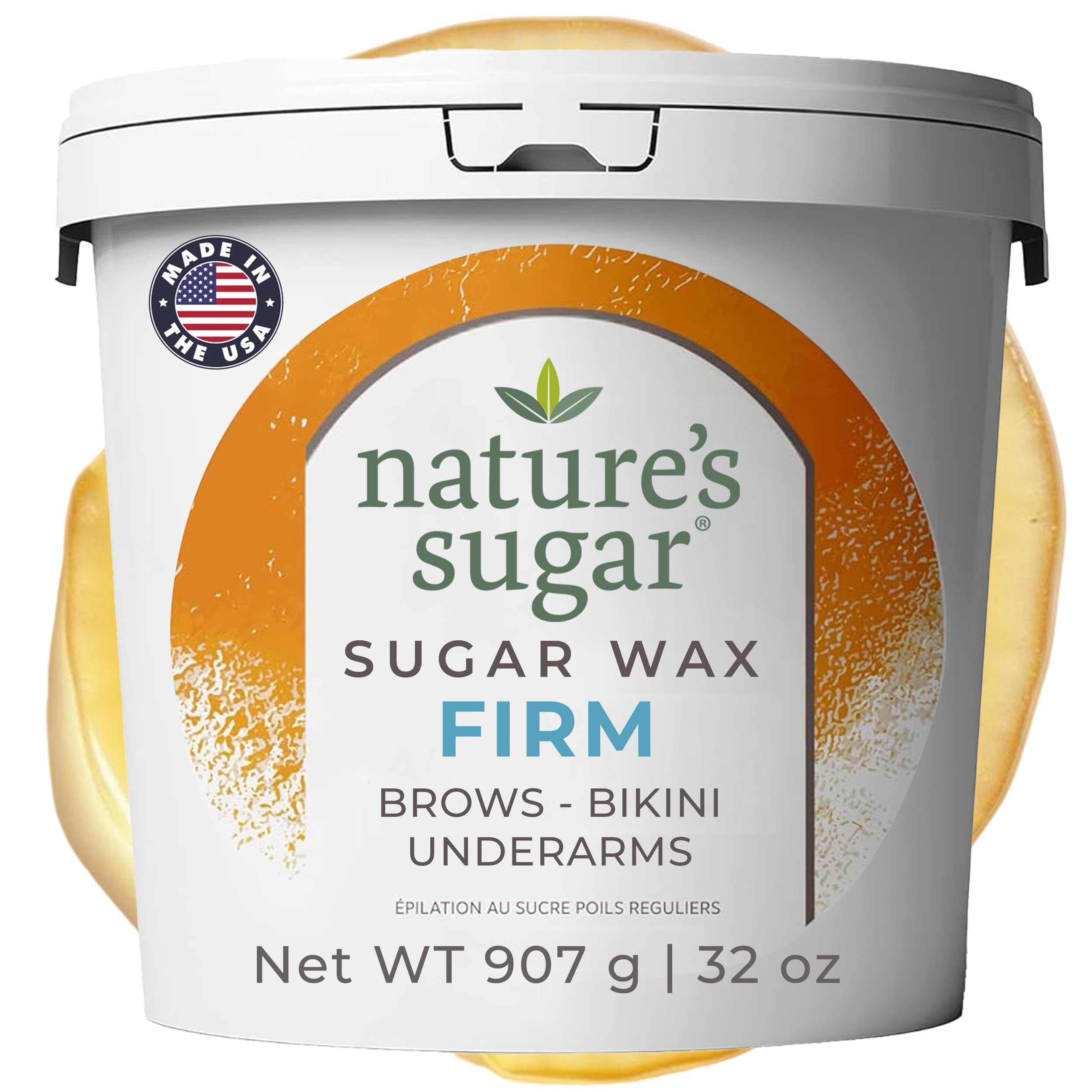 Nature's Sugar Wax Firm Sugaring Paste for Coarse Hair on Brows, Bikini, Underarms - 32oz - Sugar Wax Hair Removal for All Skin Types - Vegan and Cruelty-Free