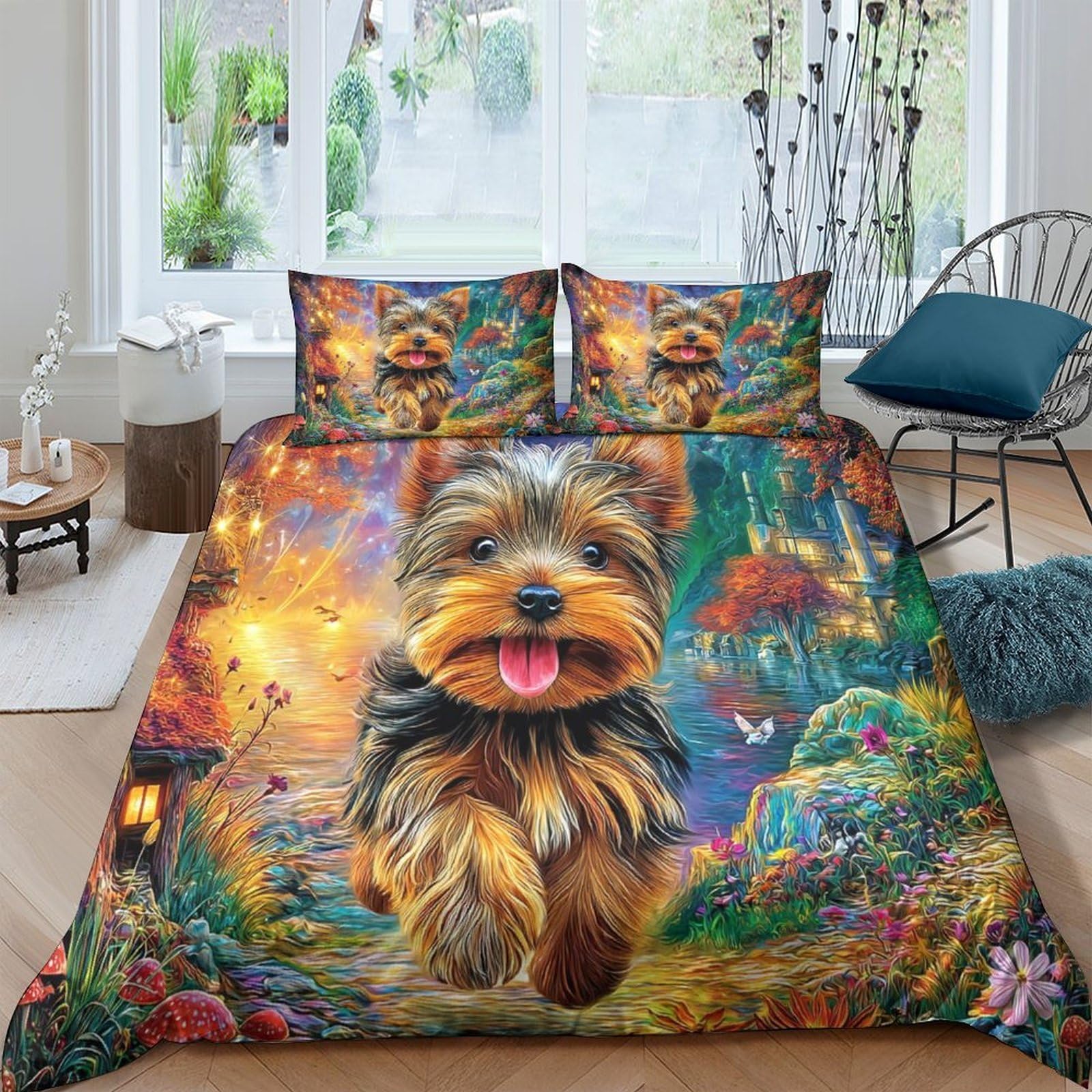 Housse de couette Westie 260x220 cm avec ses deux taies d'oreiller pour lit super king size