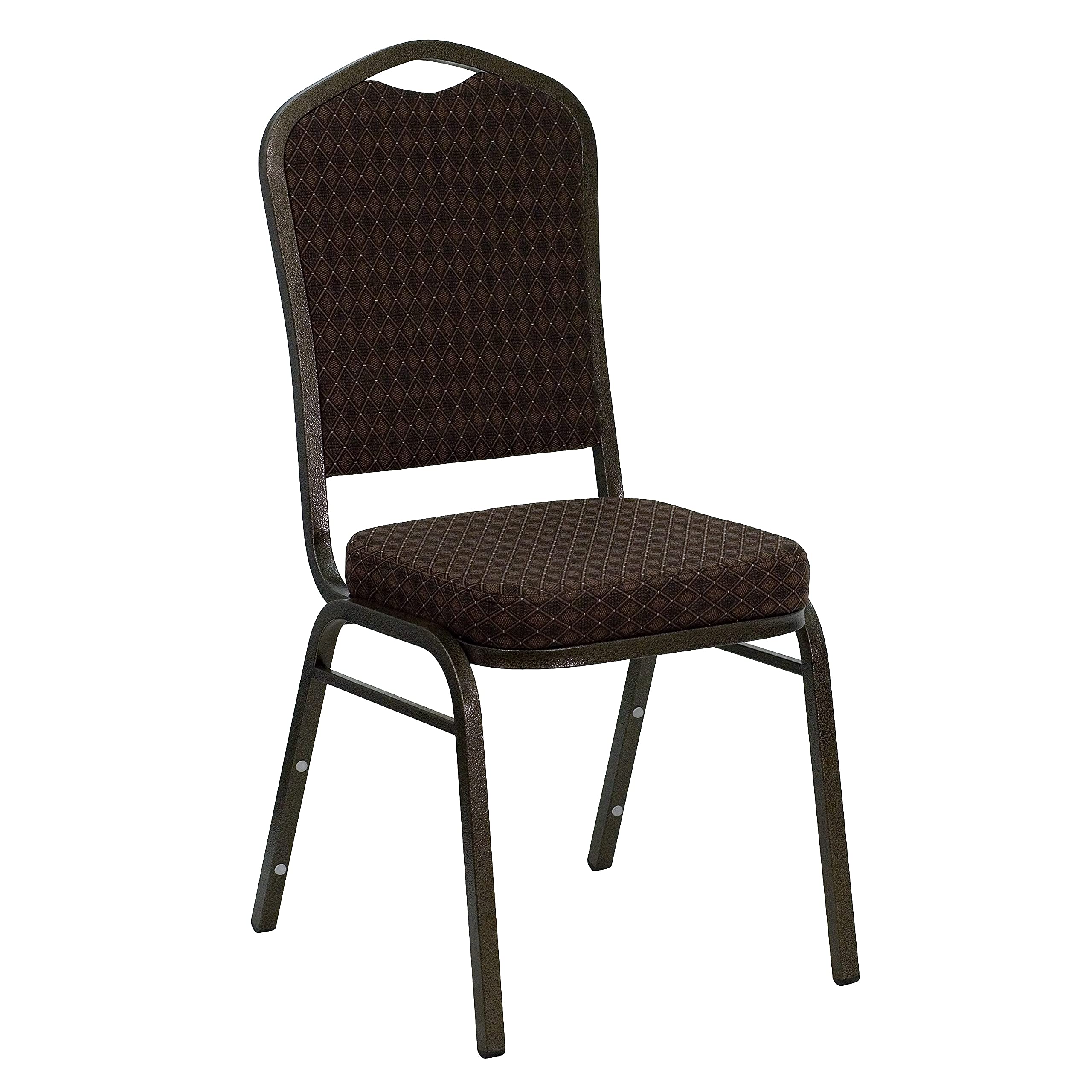 Flash Furniture Brown Patterned Fabric/Gold Vein Frame / Set of 1 / Classic Stacking Chairs