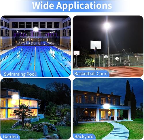 Miniatura 7 de Luz de inundación LED de 120 W para exteriores con enchufe, luces de seguridad superbrillantes de 14400 lm con cable de 5 pies, luz de trabajo LED