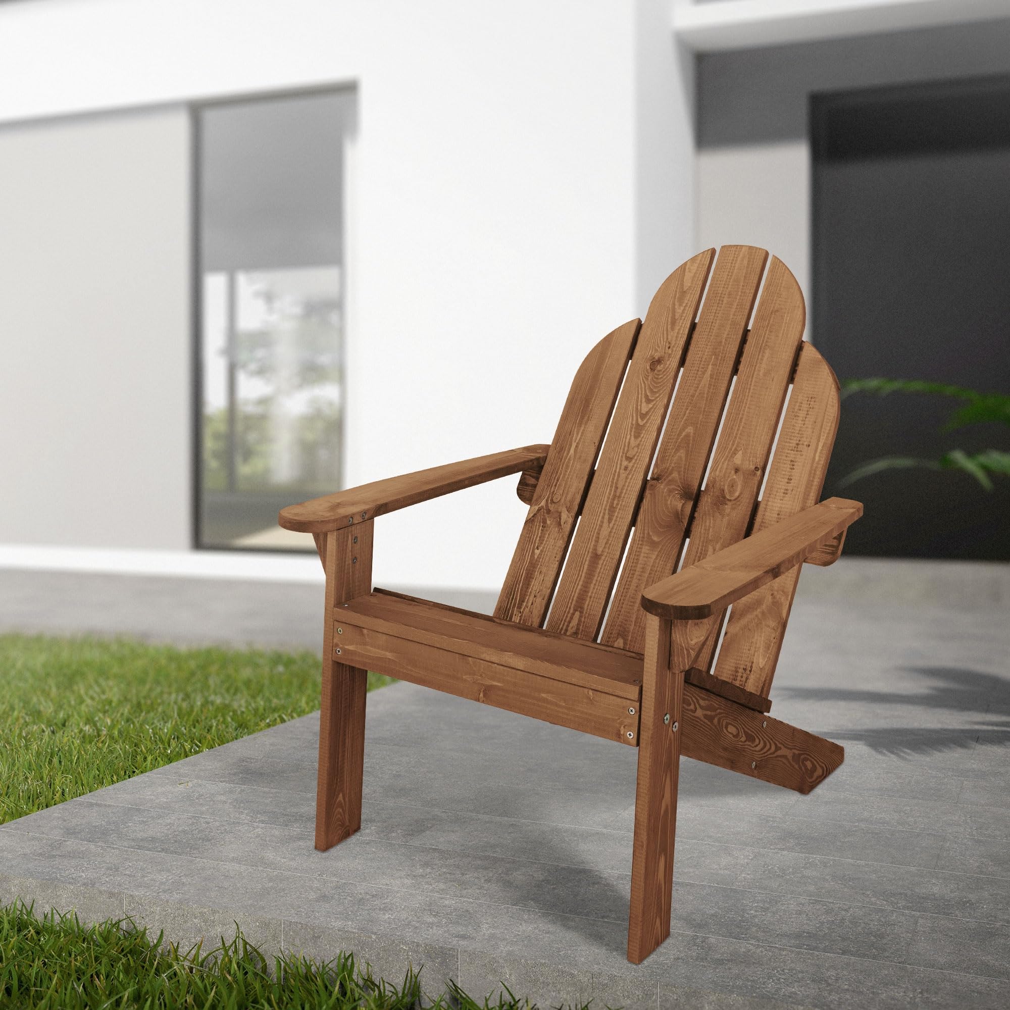 ECD Germany Sedia Adirondack in Legno Massiccio di Abete 92,5 x 70 x 89 cm Marrone Poltroncina da Giardino con Schienale e Braccioli Seduta Ergonomica Resistente alle Intemperie Costruzione Robusta