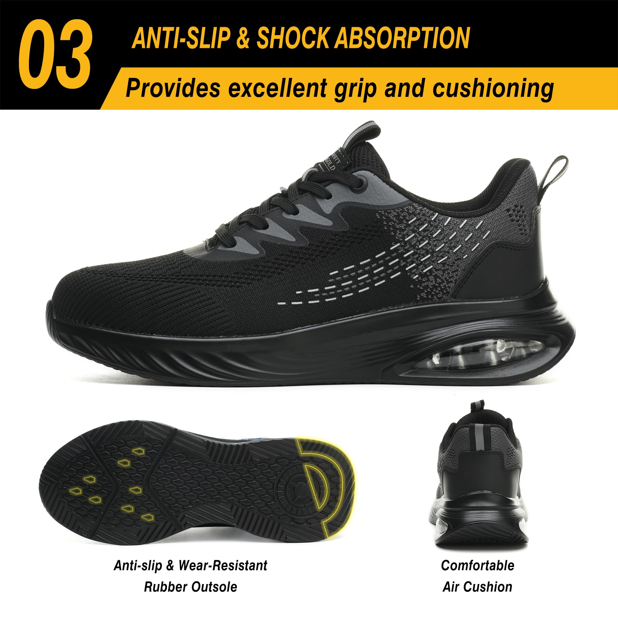 TQGOLD Zapatos de Seguridad para Hombre Mujer Ligero Zapatos de Trabajo Antideslizante Calzado de Seguridad con Punteras de Acero Transpirable Gr.35-46EU