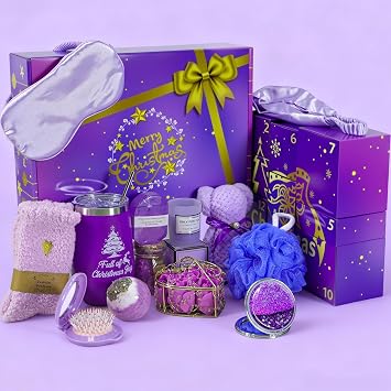 Advent Calendar for Women 2025 Christmas Adult, Countdown Calendar Spa Gifts Basket Set Bath Lavender Gift for Mom, Wife, Girlfriend, Sister, Her, Christmas Beauty Self Care Set with Mugs
