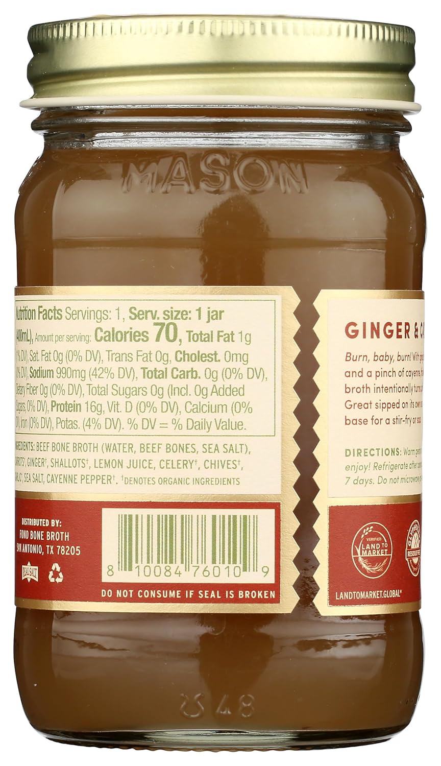 Fond, Bone Broth Beef Ginger Cayenne Lemon, 14 Fl Oz