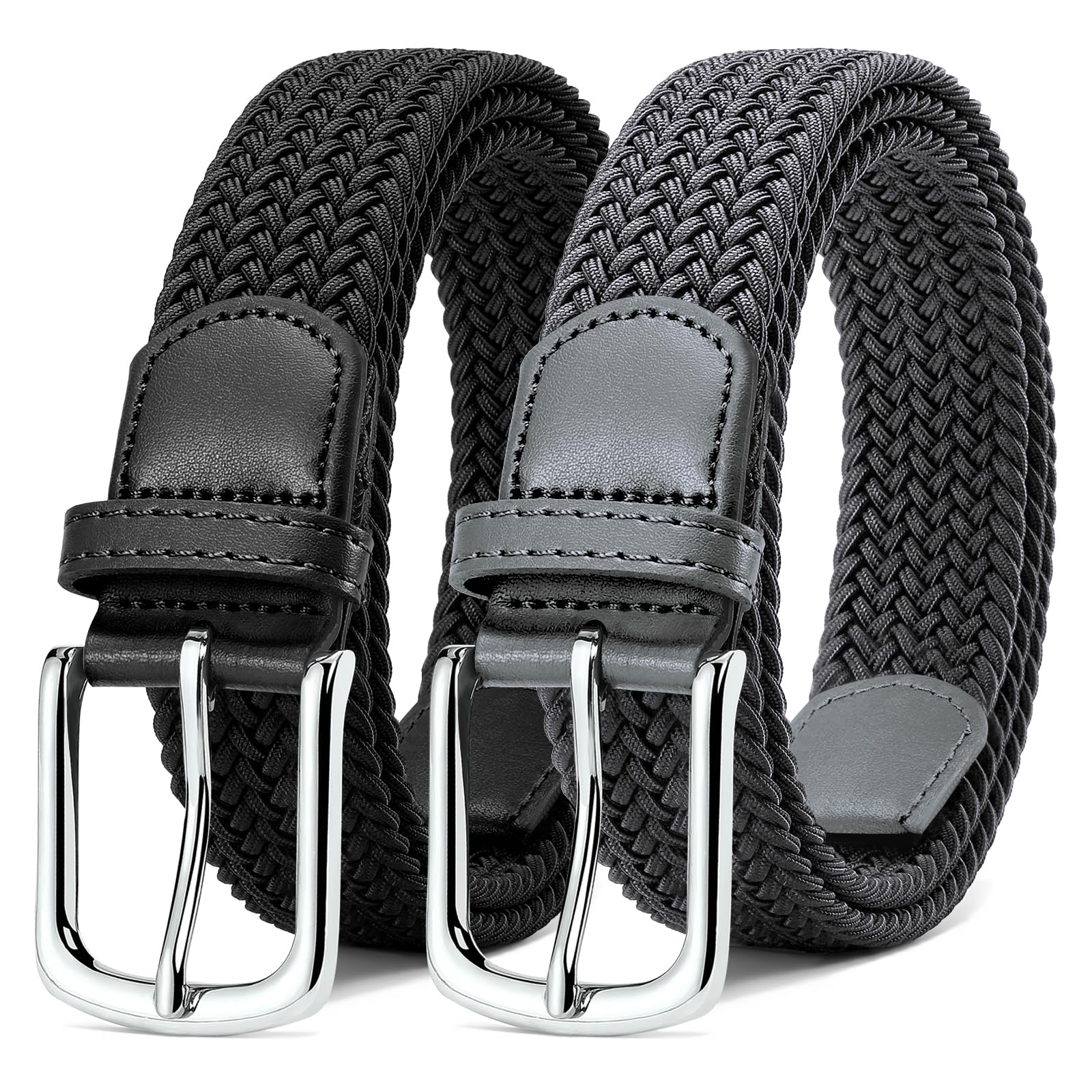 MATLAB 2er-Pack Stretchgürtel für Damen & Herren – Elastische Flechtgürtel aus Stoff, Verstellbar & Dehnbar, 3,3 cm breit, Länge 100–120 cm
