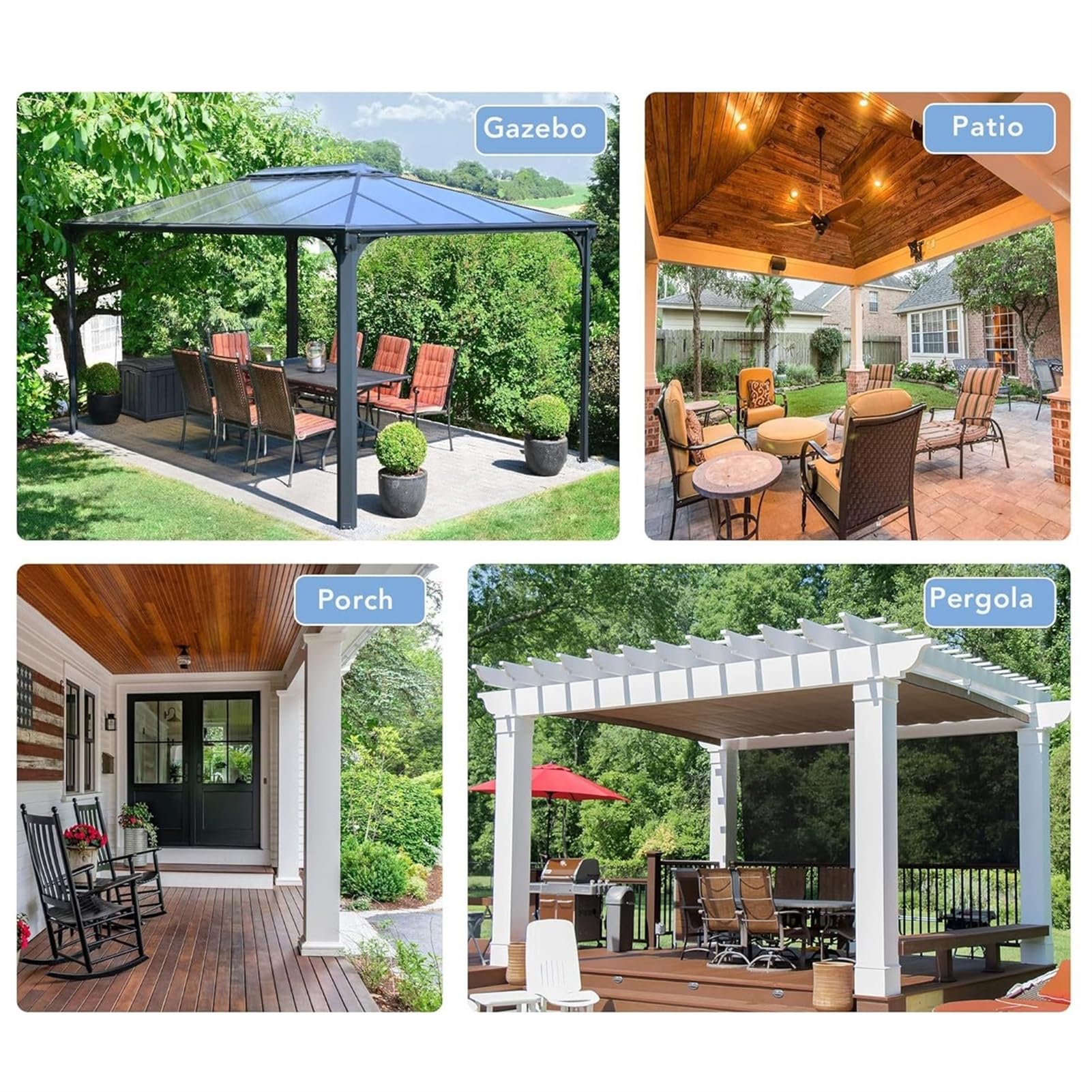 Tende trasparenti impermeabili per esterni, con occhielli, per patio, balcone e gazebo, 132 x 183 cm, 1 pezzo, perfette per decorazioni da giardino e protezione solare