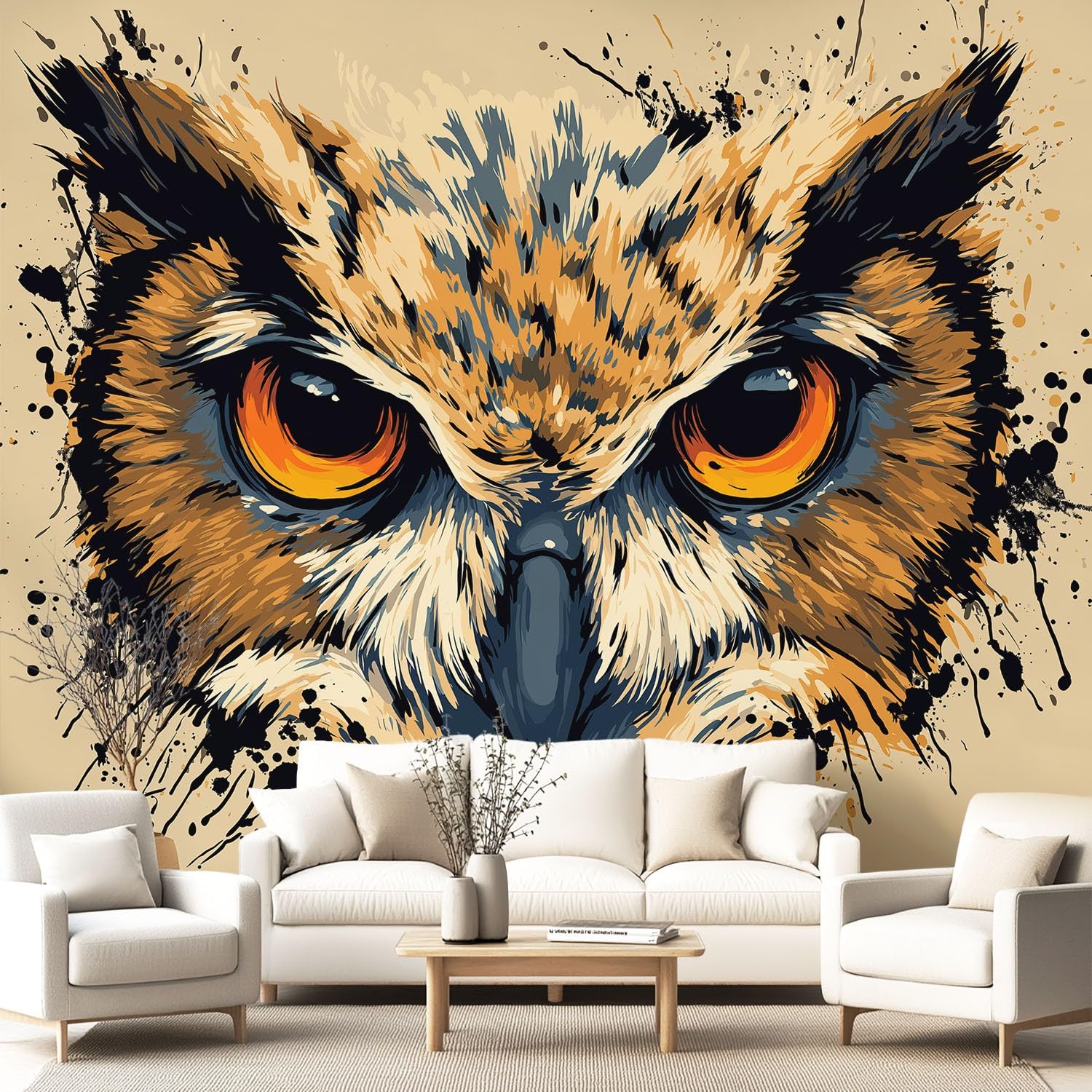 Décoration Revêtement Mural Hibou : Papier Peint Panoramique Salon Cuisine