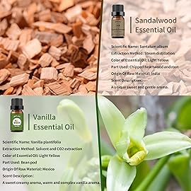 yethious Vanilla Sandalwood Essential Oils for Diffuser & Aromatherapy Pure Natural Organic Vanilla Oils Set - 2PCS 10ML