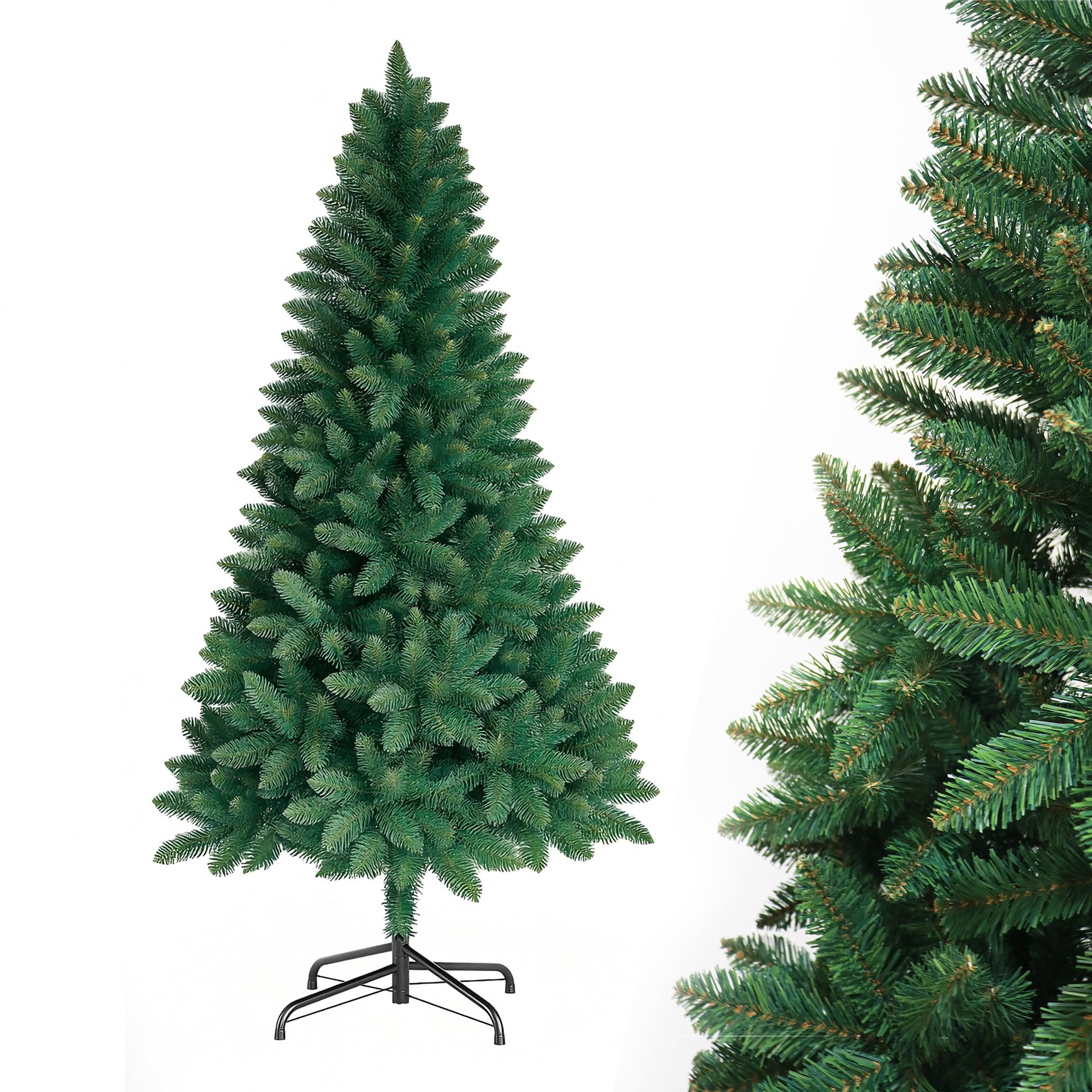 Künstlicher Tannenbaum 150 cm Grün – Realistischer Weihnachtsbaum, Unechte Christbaum Tanne für Weihnachtsdeko Innen & Außen