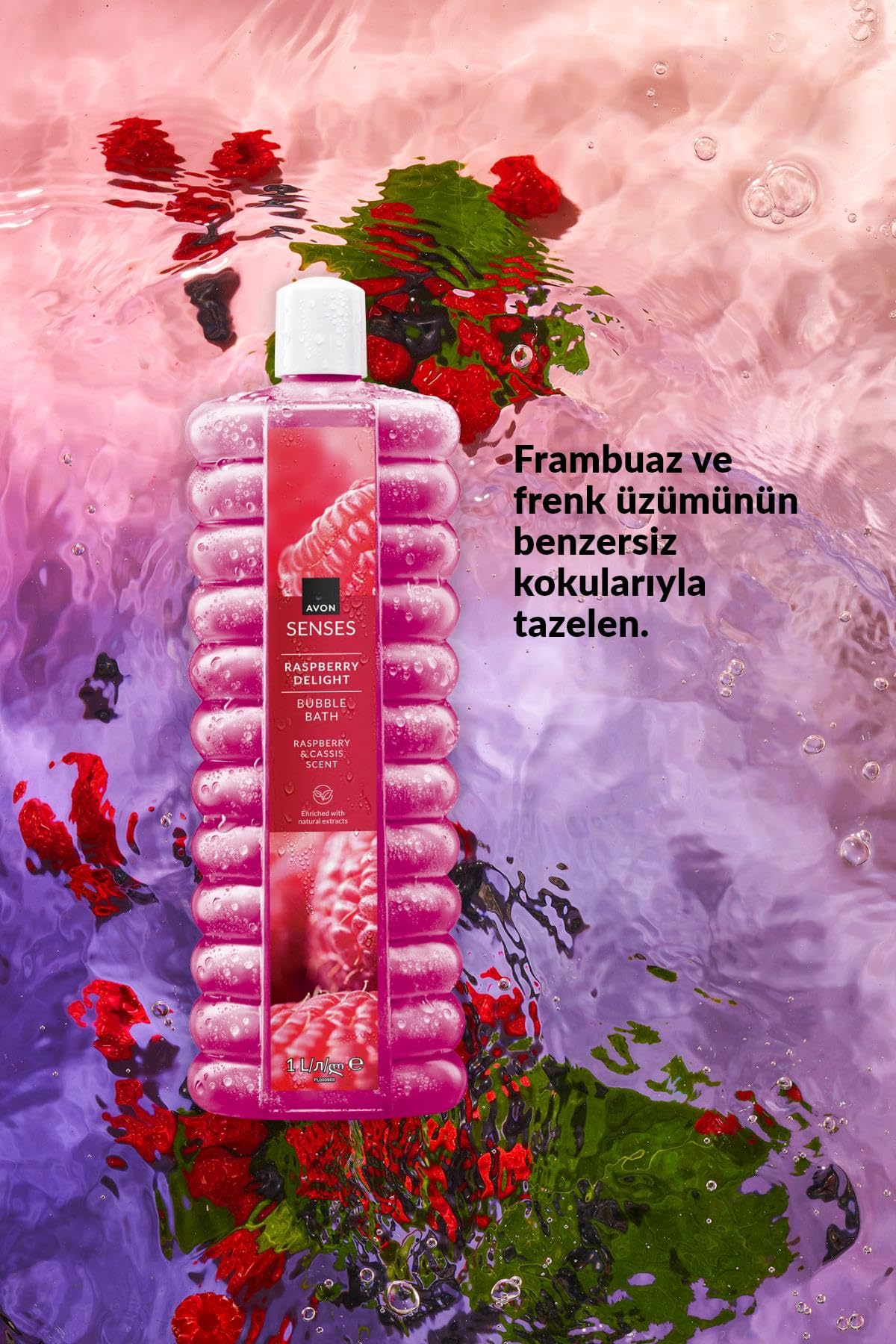 Avon Senses Raspberry Delight Ahududu ve Frenk Üzümü Kokulu Banyo Köpüğü 1 Lt. İkili Set