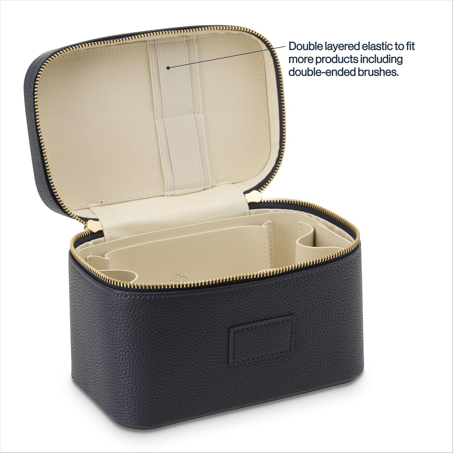 ETOILE - Mini Vanity Case Navy - Stylish Travel Makeup Bag Organizer With Removable Dividers
