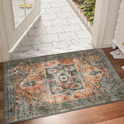 Miniatura 84 de Collive Tapete lavable para interiores, tapete retro antideslizante de 20 x 32 pulgadas, alfombra de entrada de absorción rápida, tapete de entrada