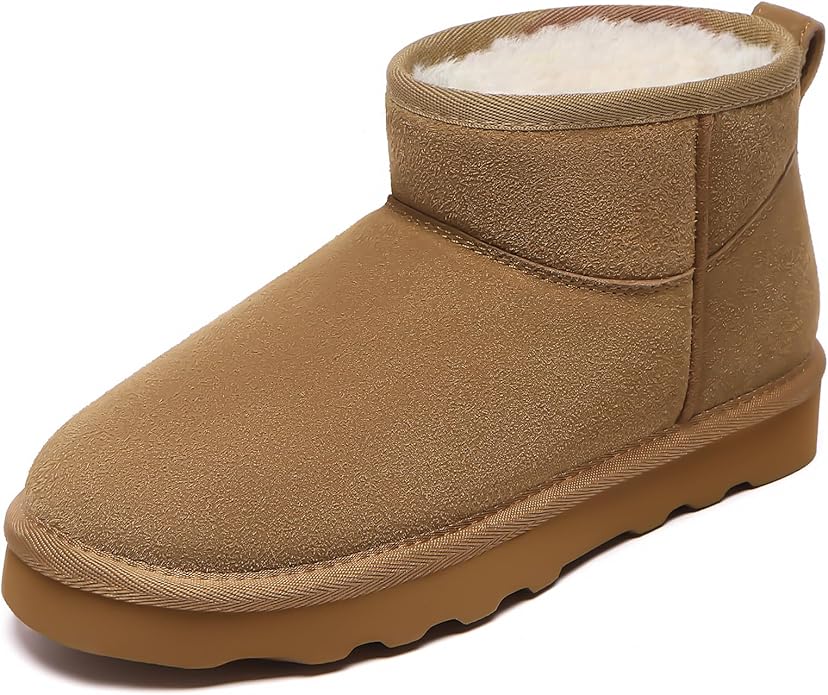 Suede Winter Mini Boots: Water Resistant, Cozy Faux Fur Lining