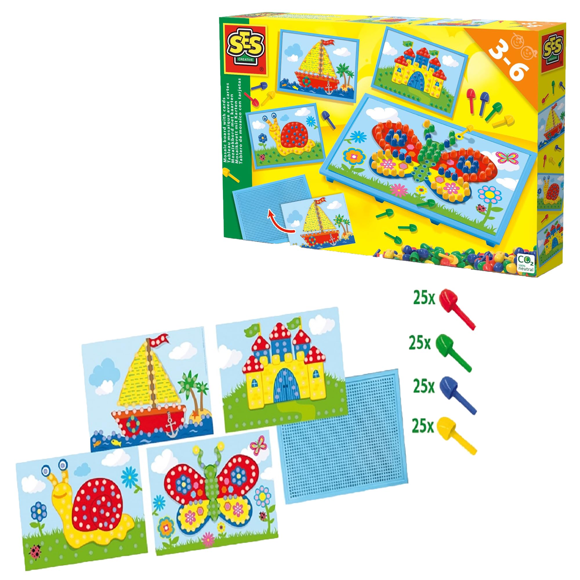SES Creative 14898 14898 deska do mozaiki z szablonami, Geel, średnia
