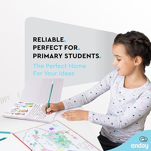 Miniatura 2 de Enday Diario primario para grados K-2, diario de escritura primaria, cuaderno de composición primaria a rayas de media página para niños, cuaderno