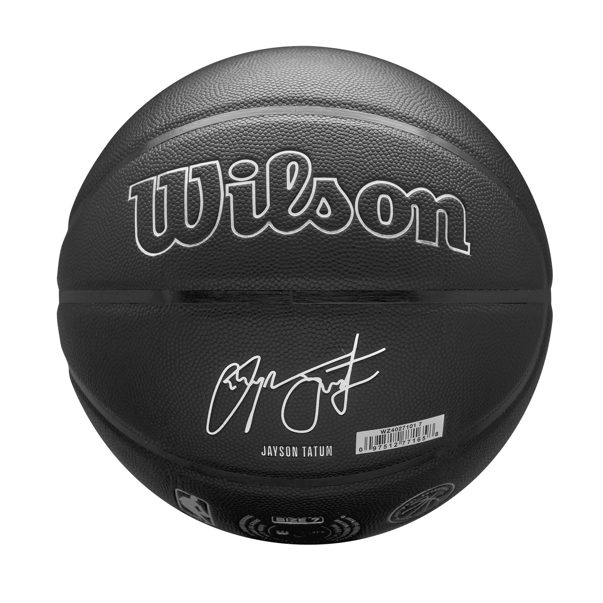 Wilson NBA Player Evergreen Basketball, Mit Pure Feel Bezug, Ideal Für Spiele Im Freien, Wetterfest, Spieler: Tatum, Farbe: Schwarz, Größe: 7