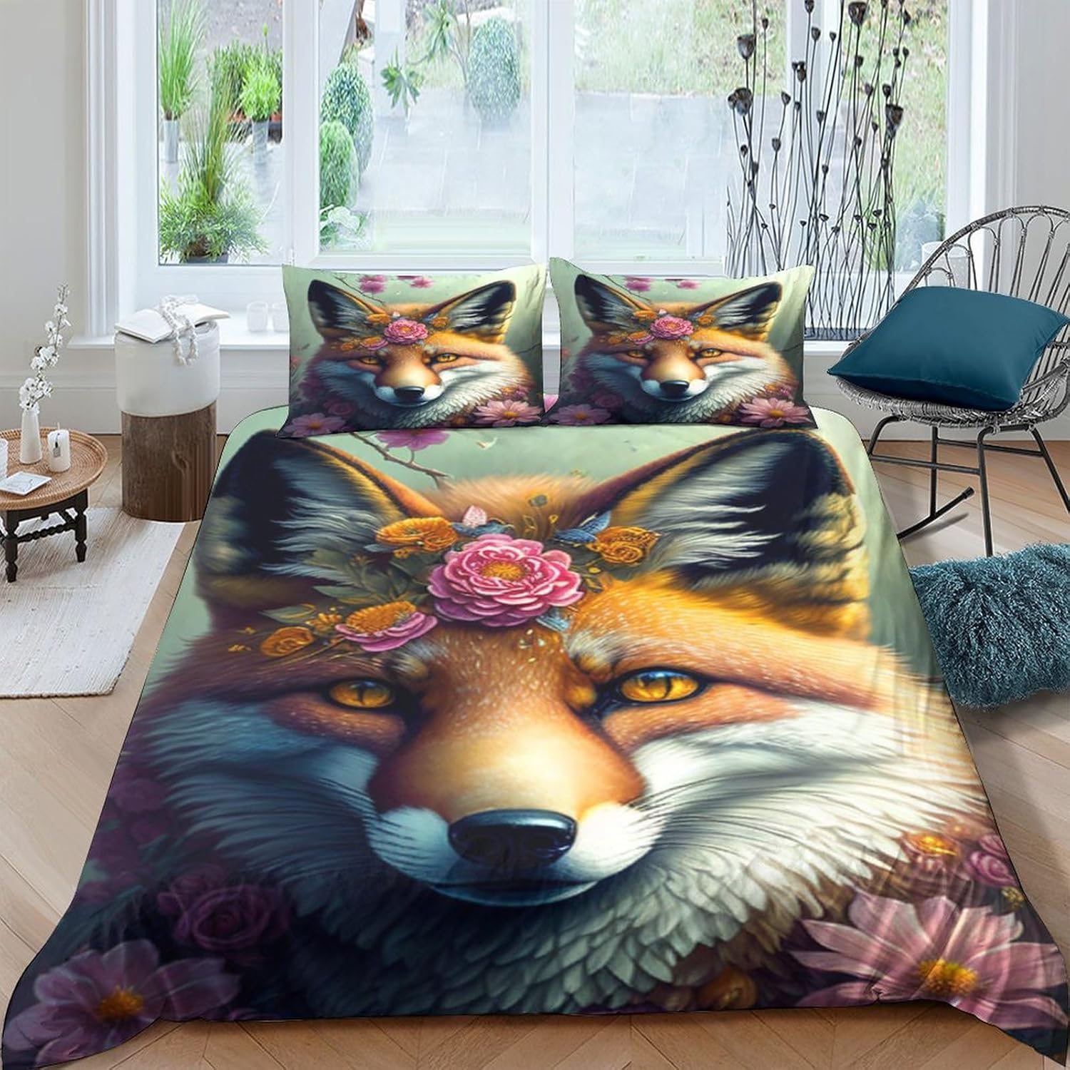 Colorful Animals Three Piece Suit Cartoon Quilt Cover Set - Super Soft Bedding Set for Kids with Pillowcase - Lightweight and Breathable Microfiber Bed Linens