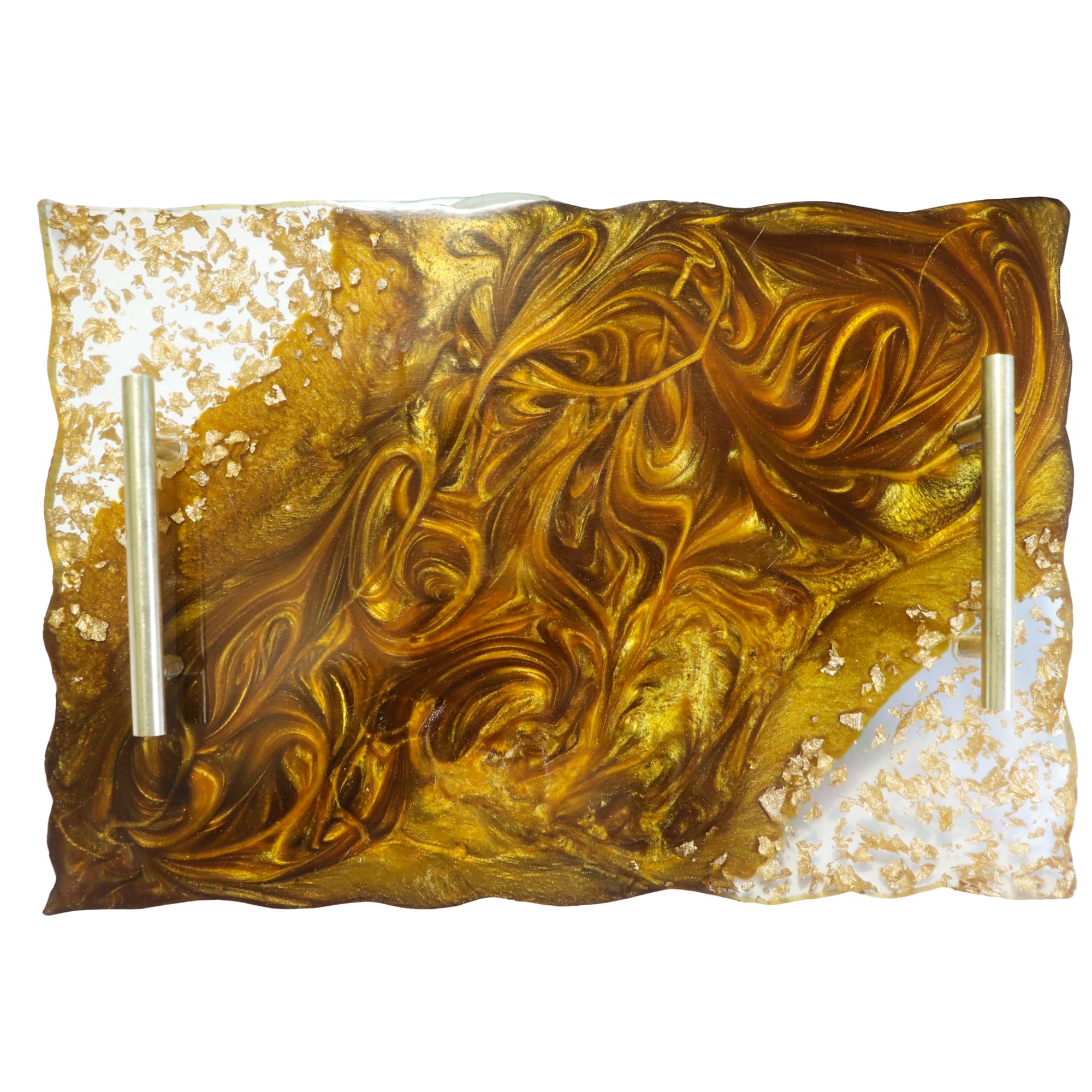 Resin Tray Golden DESINER Resin Tray with Golden desiners Home & Kitchen > Kitchen & Dining > Tableware > Dinnerware & Serving Pieces Serveware Serving Trays Dishes & Platters (Gold)-image-11