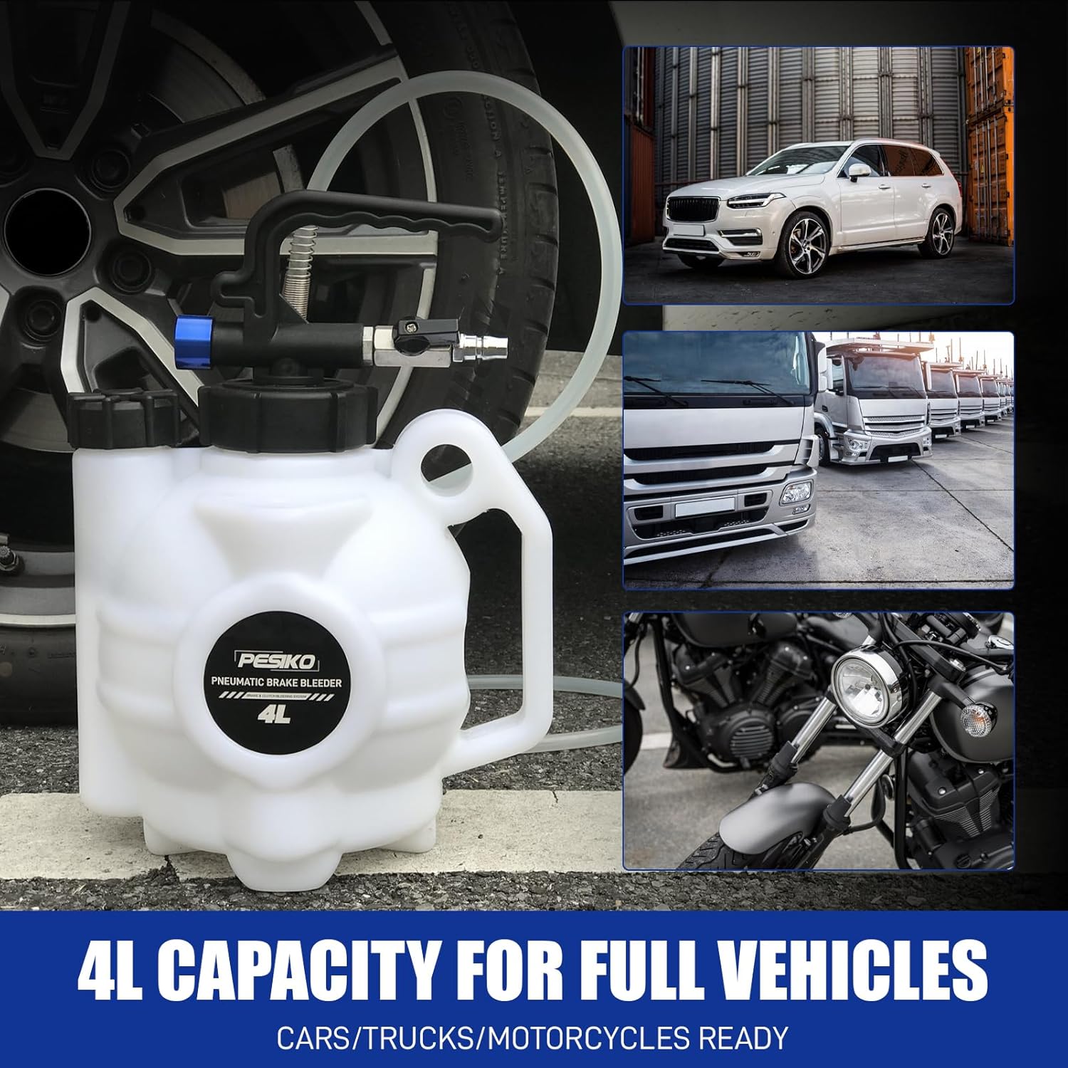 Brake Bleeder Kit One Person, 4L Vacuum Brake Fluid Extractor Pump One Person, Pneumatic Oil Changer Vacuum Fluid Extractor for Automotive Fluids Vacuum Evacuation