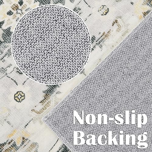 Miniatura 7 de jinchan Alfombra de pasillo lavable de 2 x 7 pies, alfombra para interiores, alfombra vintage con estampado múltiple, alfombra retro, ligera,