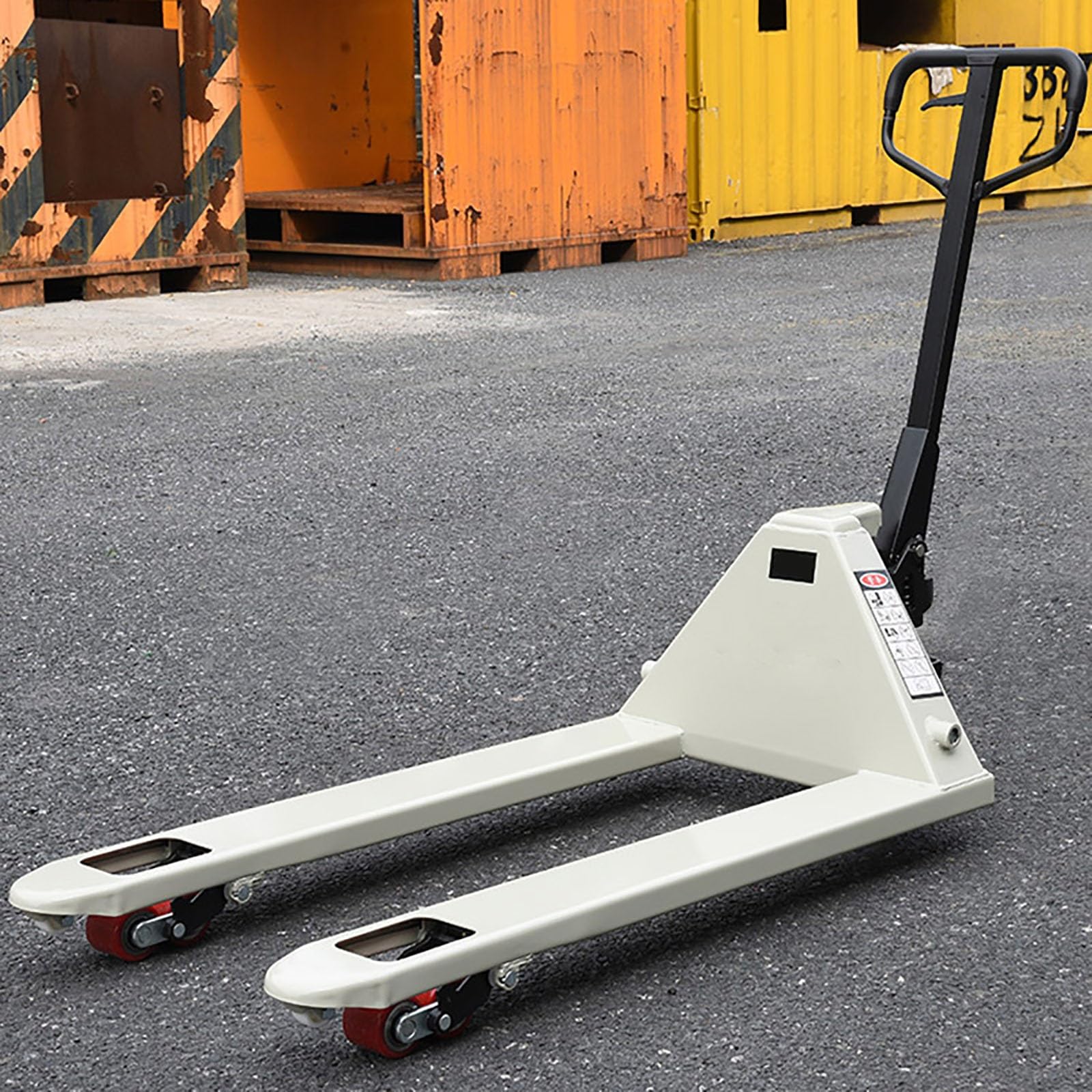 Ręczny podnośnik paletowy 3 tonowy, wytrzymały wózek widłowy z grubymi widelcami i nylonowymi kółkami do magazynów, fabryk, warsztatów (115 x 55 cm)