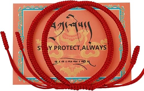 ioieia 2ps Authentic blessed Tibetan monks handmade Dorje Knot protection bracelet for women and men with a talisman.Red string bracelet-mens