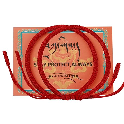 ioieia 2ps Authentic blessed Tibetan monks handmade Dorje Knot protection bracelet for women and men with a talisman.Red string bracelet-mens