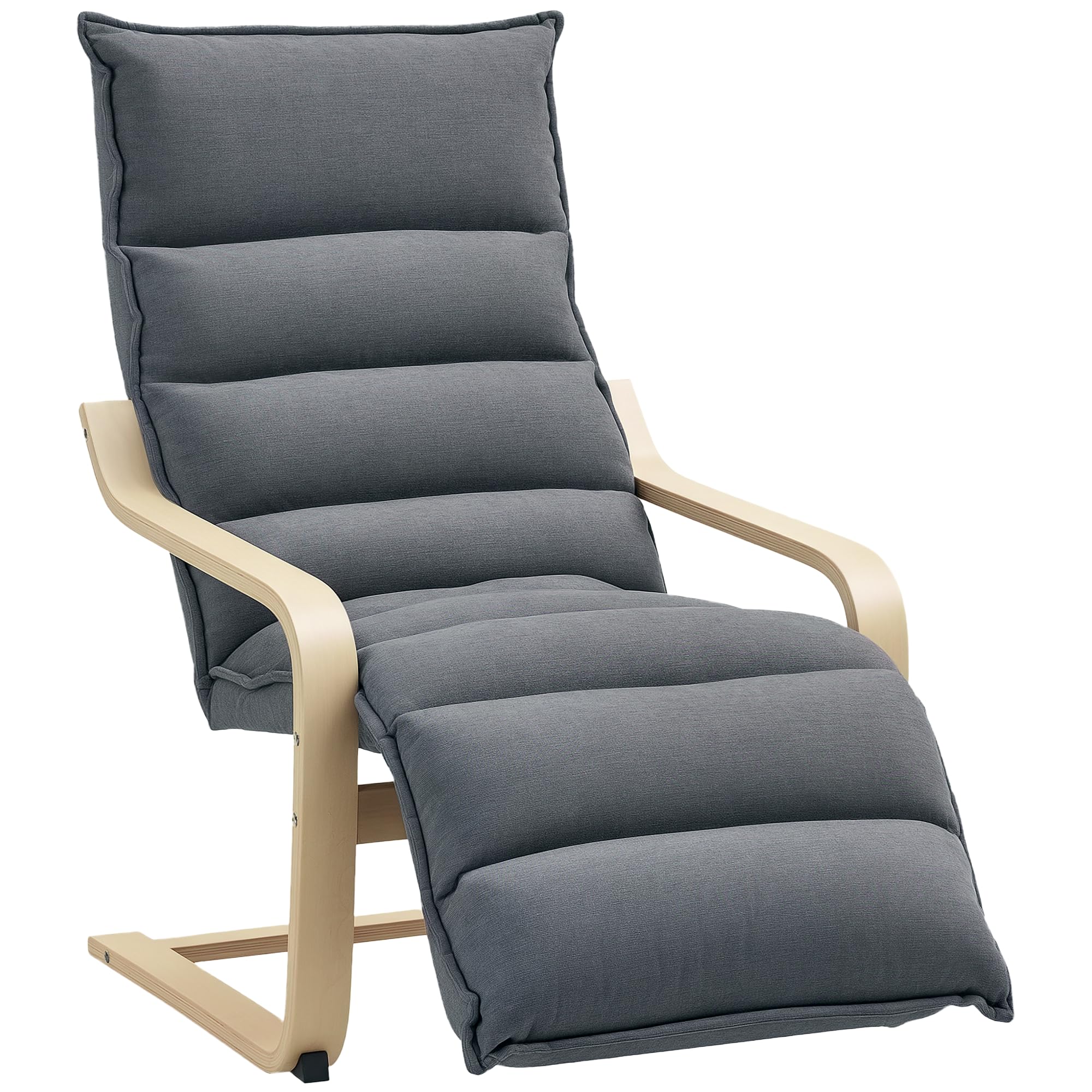 HOMCOM Armchair with Adjustable Footrest, Velvet Upholstered Accent Chair, Modern Poang Chair for Living Room, Bedroom, Balcony, Office, Drak Grey