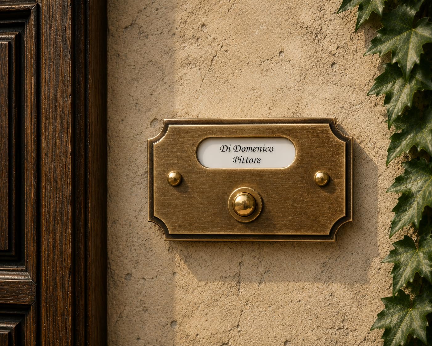 Neroni Mameli Campanello in Ottone Bronzato per Esterno abitazione - Porta Ingresso Casa, con Pulsante Elettrico - Modello Tiberio - Made in Italy