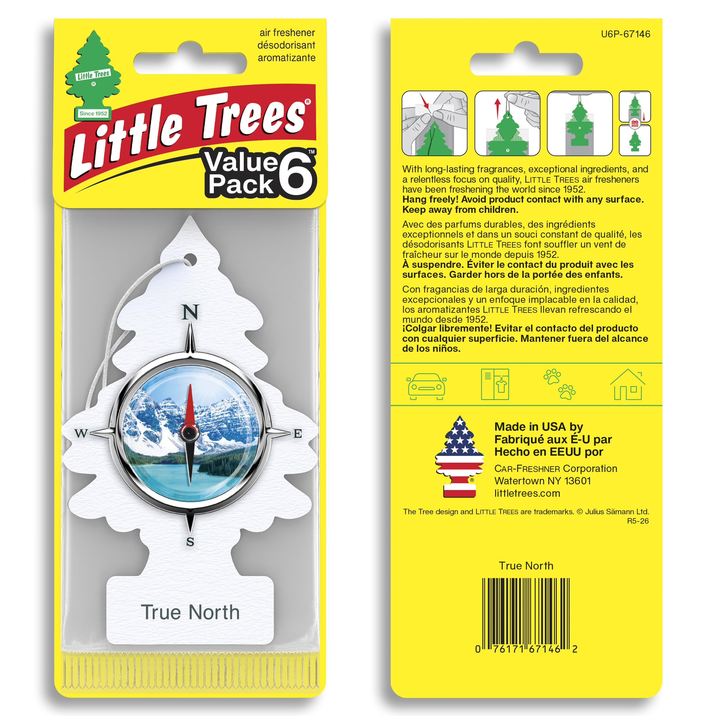 LITTLE TREES Lufterfrischer Auto Lufterfrischer Hängender Baum bietet lang anhaltenden Duft für Auto oder Zuhause True North 24 Lufterfrischer
