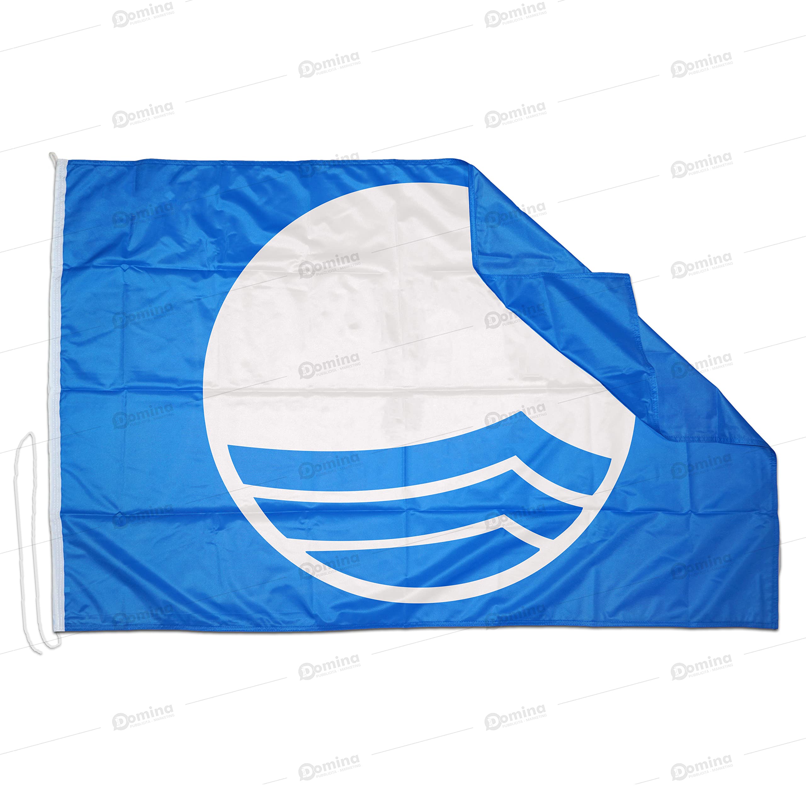 Bandiera Blu in Tessuto Nautico Antisfilo da 115g/m², Blue Flag beach, Doppia Cucitura e Fettuccia di Rinforzo (225 x 150 cm)